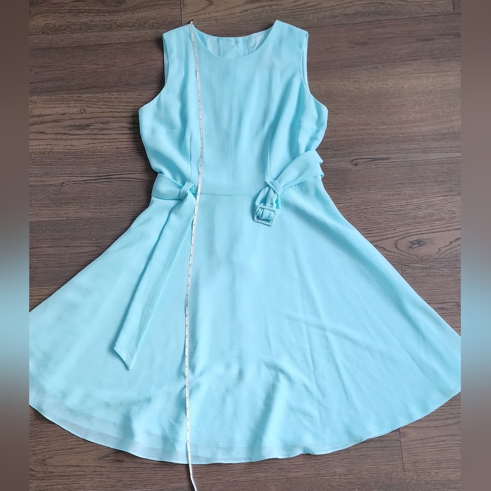 Teal Sleeveless Dress with belt